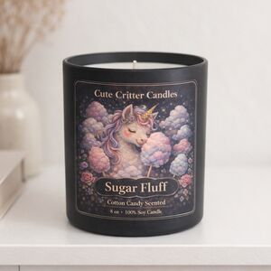 Sugar Fluff 8oz Soy Candle | Hand Poured | Cute Critter CandlesFluffy Frost 8oz
